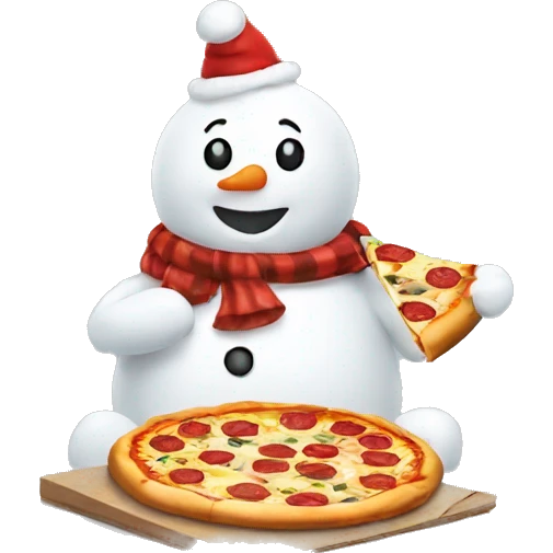 Snowman eating pizza emoji
