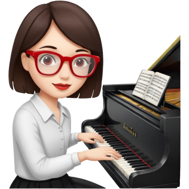 Brunette in red  glassespianista emoji