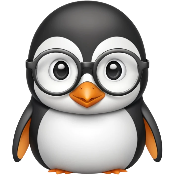 penguin head wearing round glasses, cute, smart looking emoji