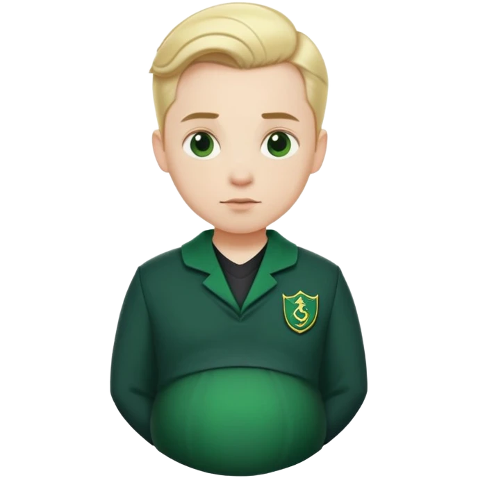 pregnant man in Slytherin uniform, pale skin, short blonde hair slicked back emoji