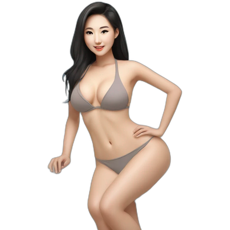 Sexy soft-fit wasian woman bikini (beach body) bed emoji