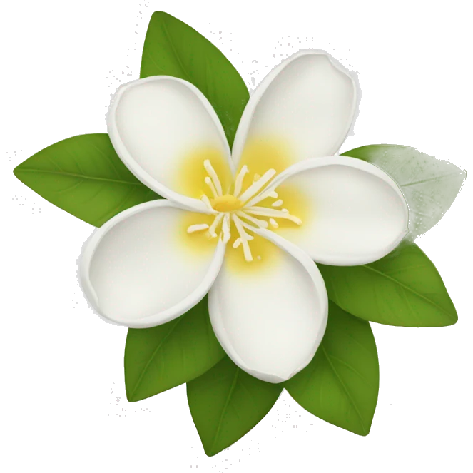 Jasmine flowers with white petals and a yellow center of stamens emoji