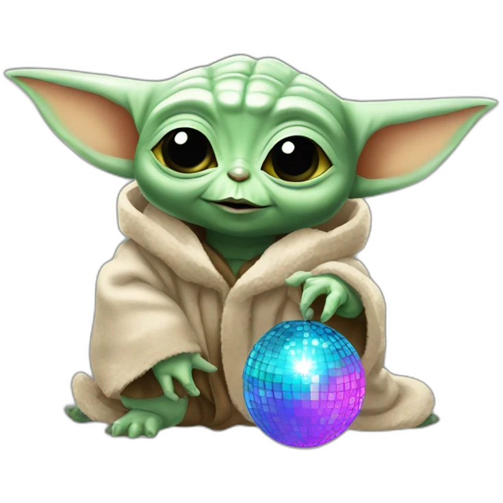 baby yoda party animal with disco ball emoji