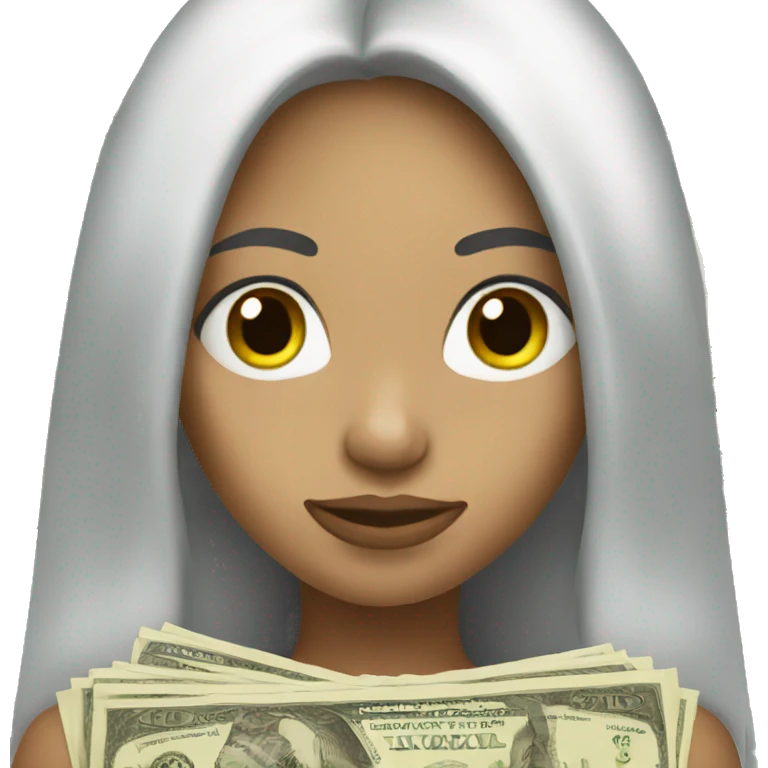 light skin girl long hair holding money emoji