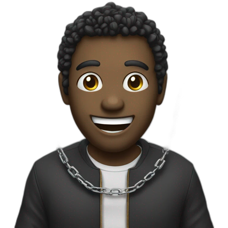 ponzi scheme mischievous smile, holding chains in hands emoji