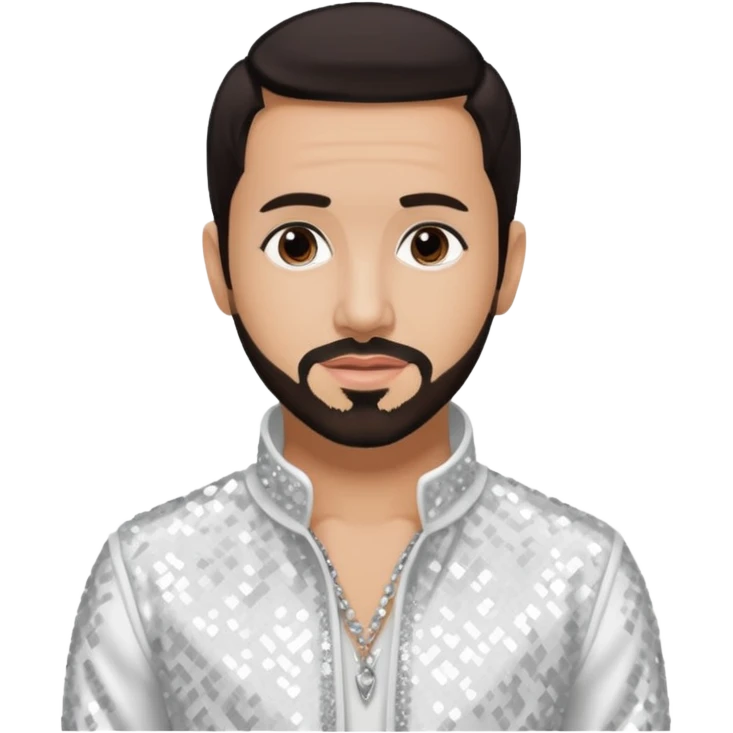 AJ McLean from Backstreet Boys with dark brown hair, white sequin outfit emoji