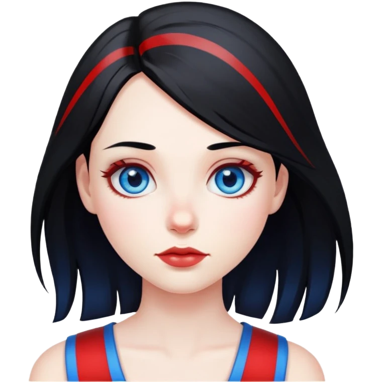 Girl-pale-black hair-red stripe hair-blue eyes emoji