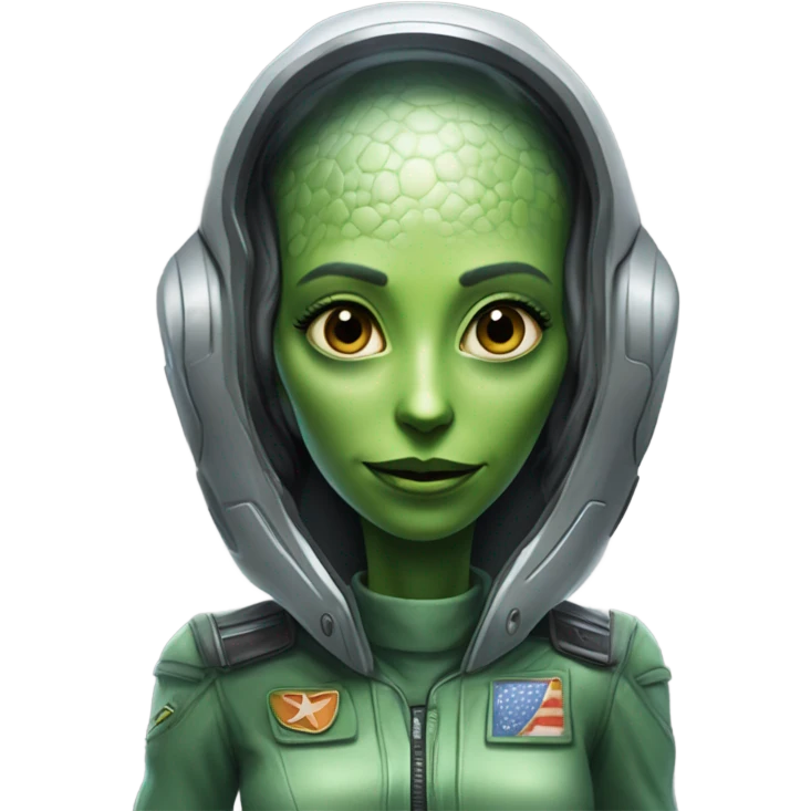 green alien reptilian woman pilot emoji