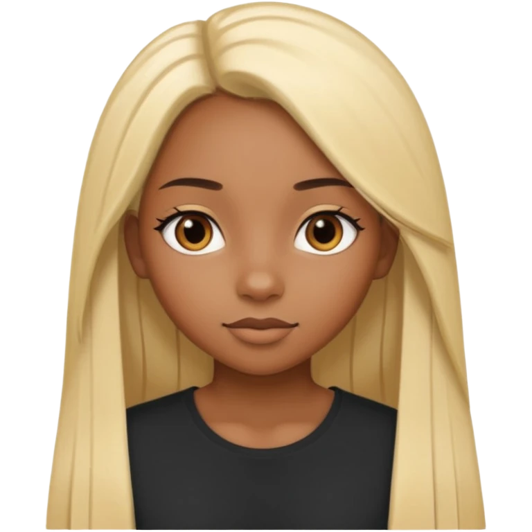 Black girl with long straight blonde hair emoji