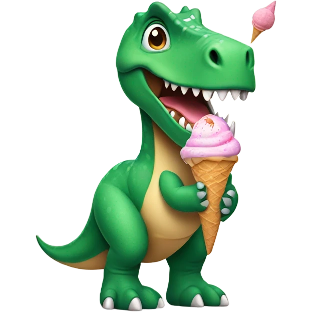 Dinosaur with ice cream emoji