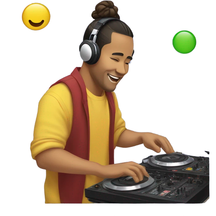Filipino with man bun DJing emoji