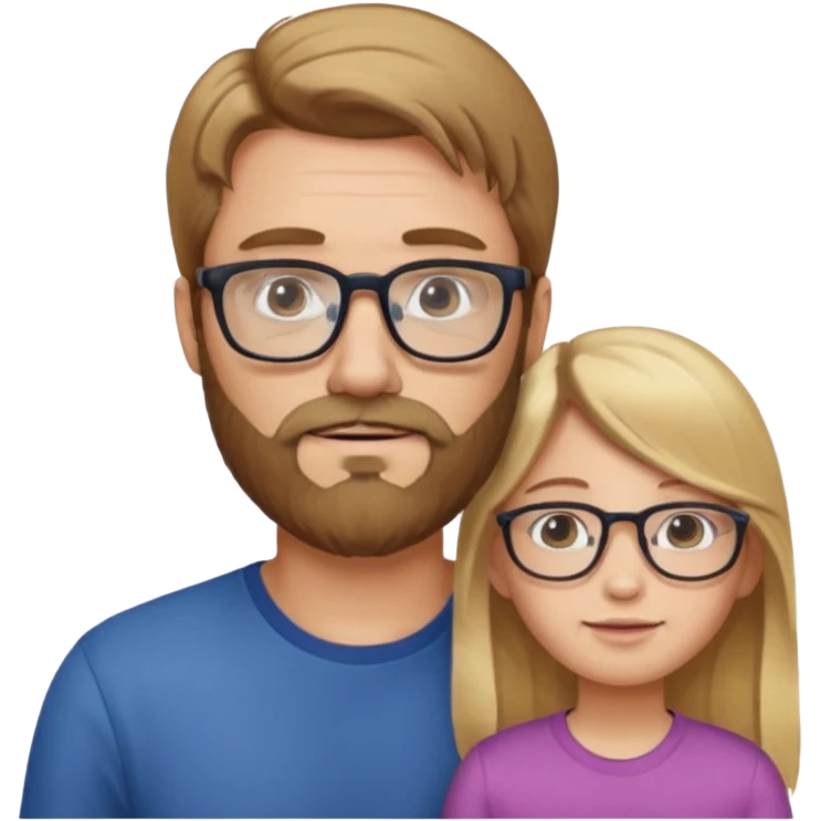 je voudrai un emoji d'un papa chatain avec une barbe chatain et de sa fille aux cheveux longs et blonds avec des lunettes emoji