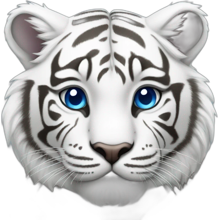 Fat cute white tiger with blue eyes emoji