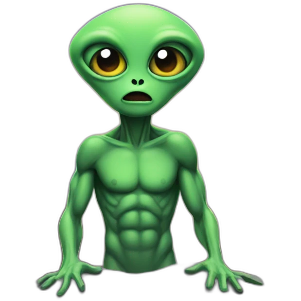 Alien emoji with mountains behind  emoji