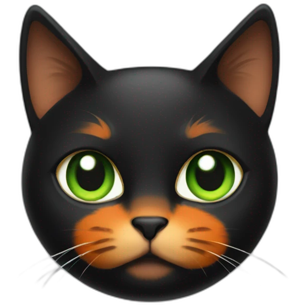 Double face black and orange cat with green eyes emoji