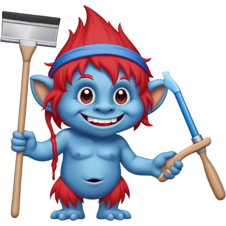Red and blue Troll cleaning window with squeegee emoji