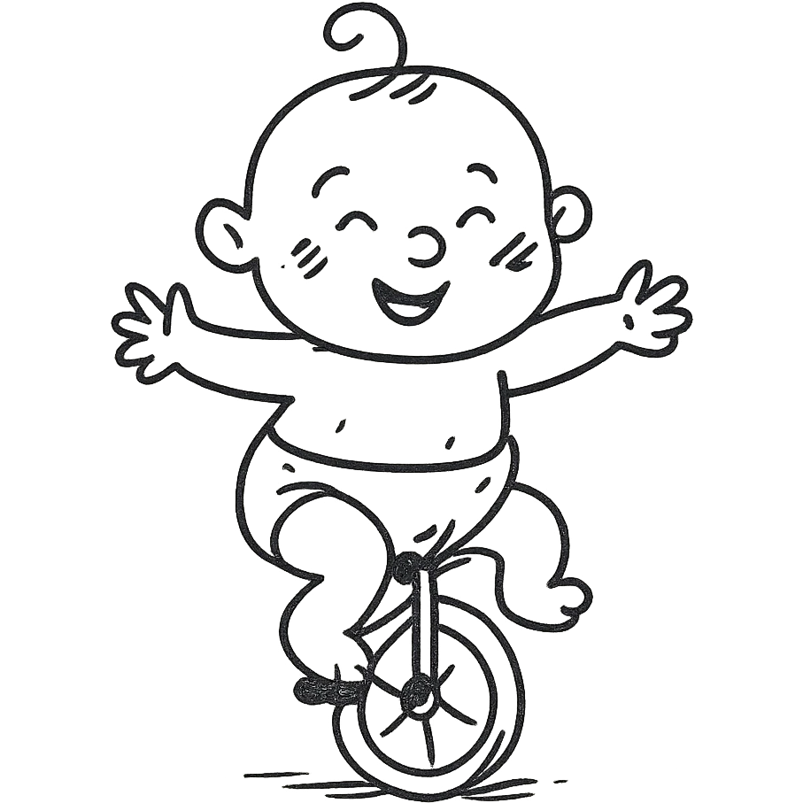babies riding a unicycle emoji
