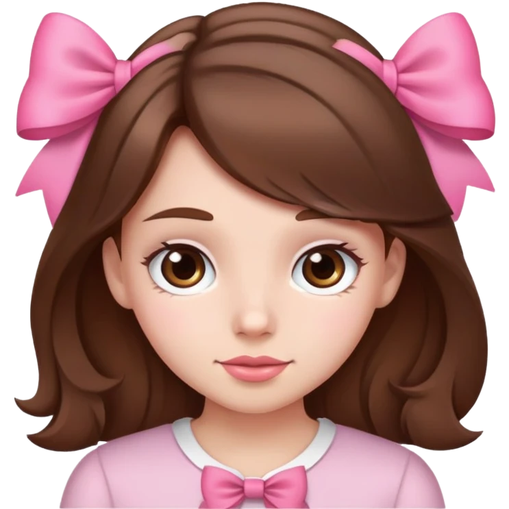 a girl with brown hair and a pink bow emoji