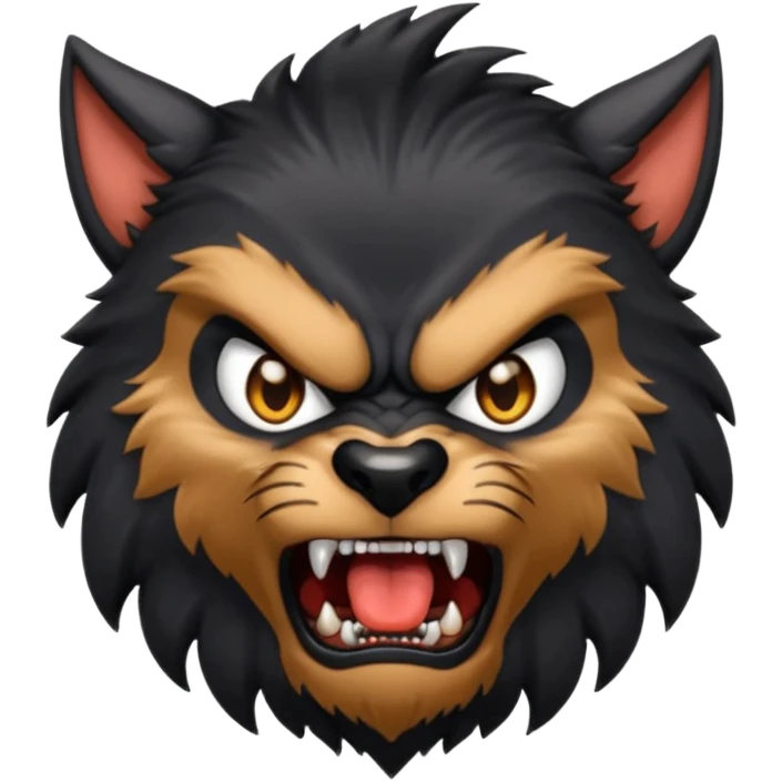 Create an emoji of Werewolf half bodied till waist sharp nails angry face black emoji