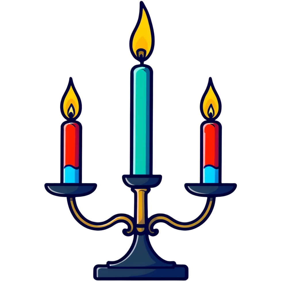 decorative candle holder with 3 lit candles, candelabra emoji