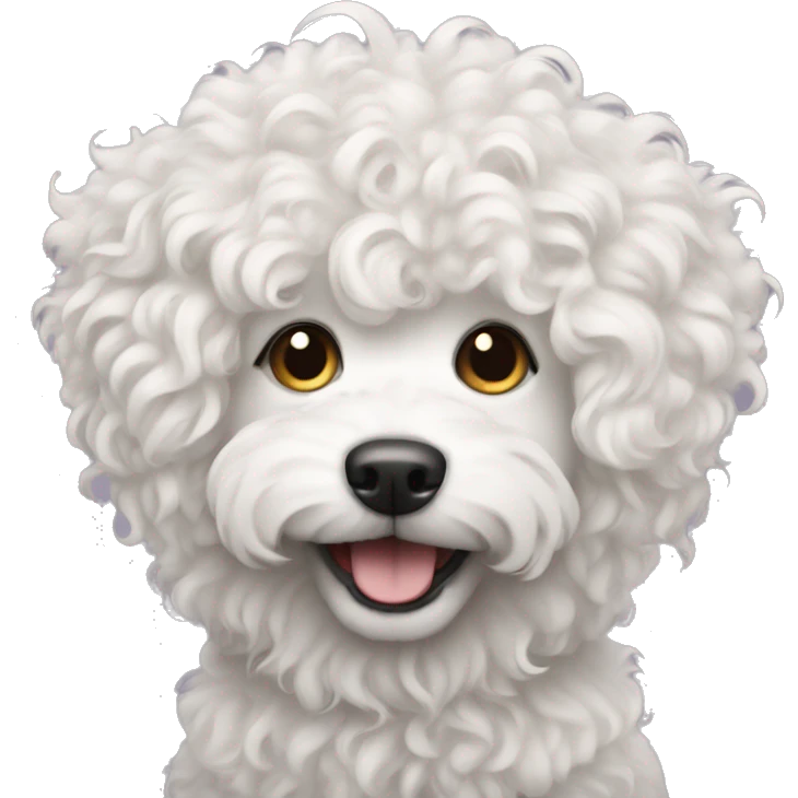 white curly hair dog emoji