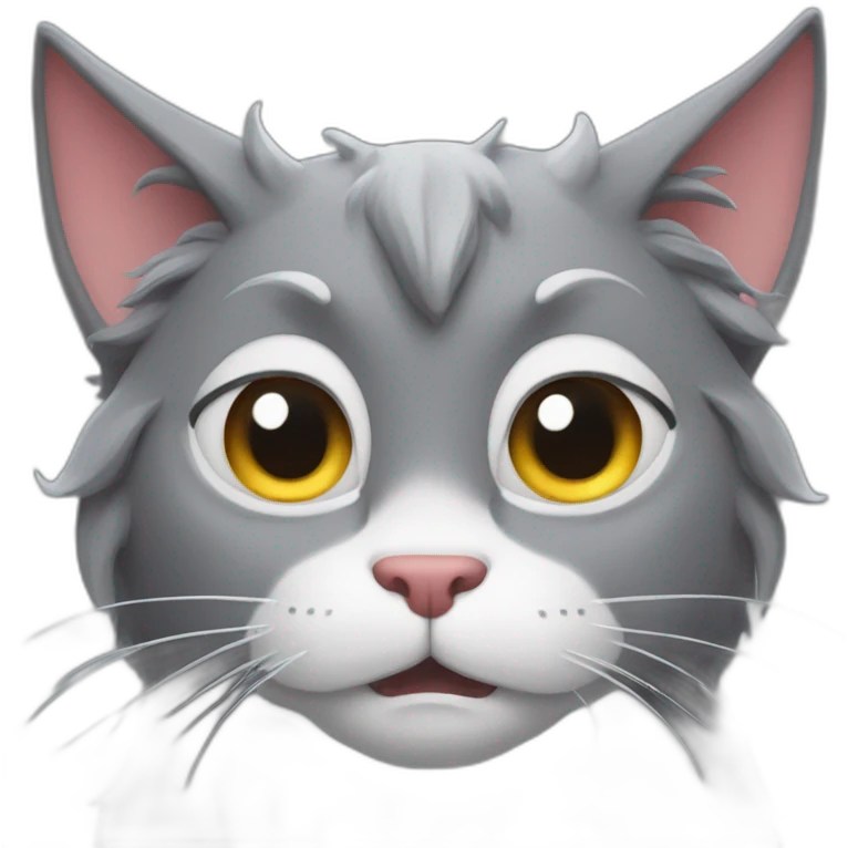 Pixar long hair cat grey devil horns emoji