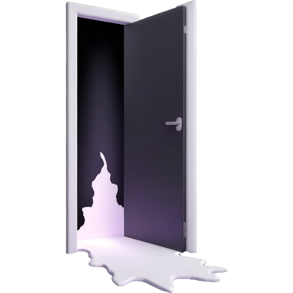 door ajar with intense white light pouring through the crack emoji