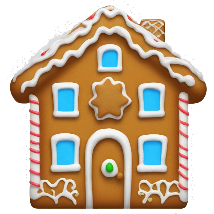 Plain gingerbread house front facing with only white frosting emoji