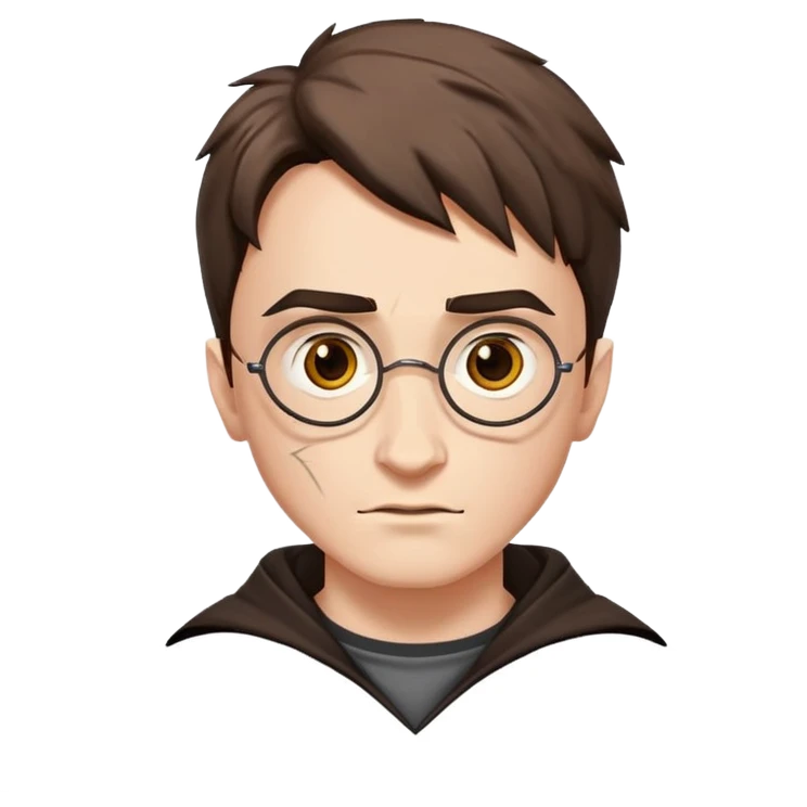Harry Potter with a Lightning-shaped scar in the middle of the forehead emoji