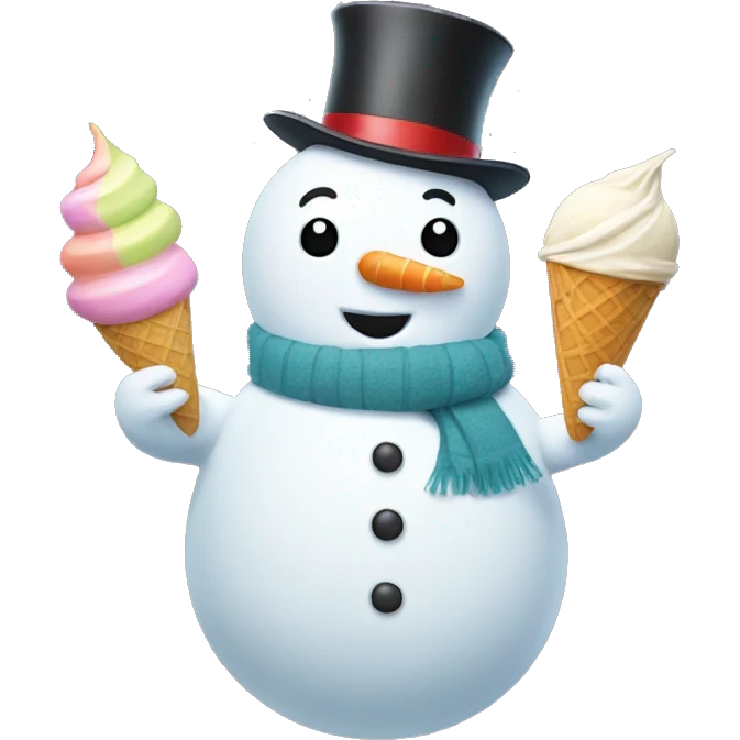 Snowman holding ice cream emoji