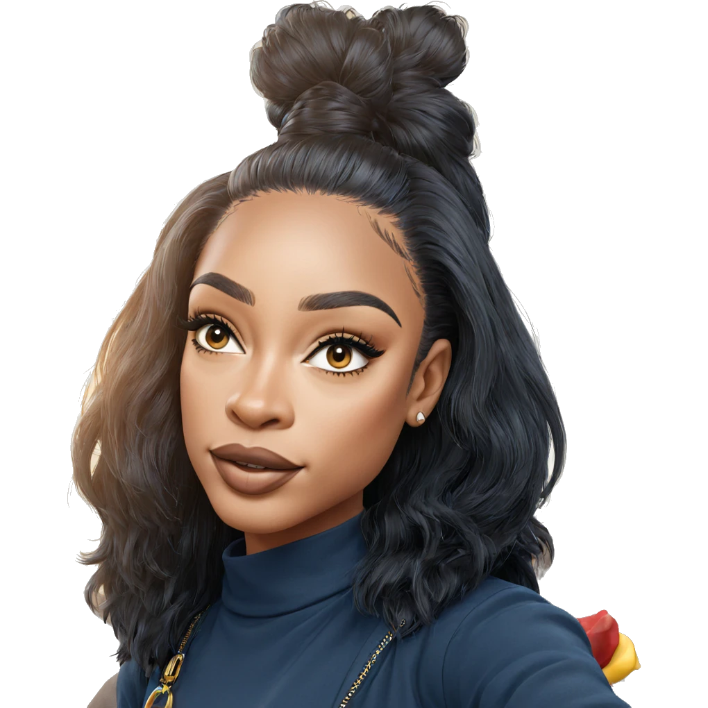 solo portrait of black hair emoji