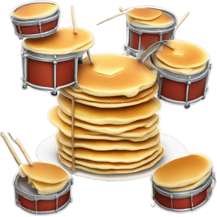 Singing stack of pancakes playing drums  emoji