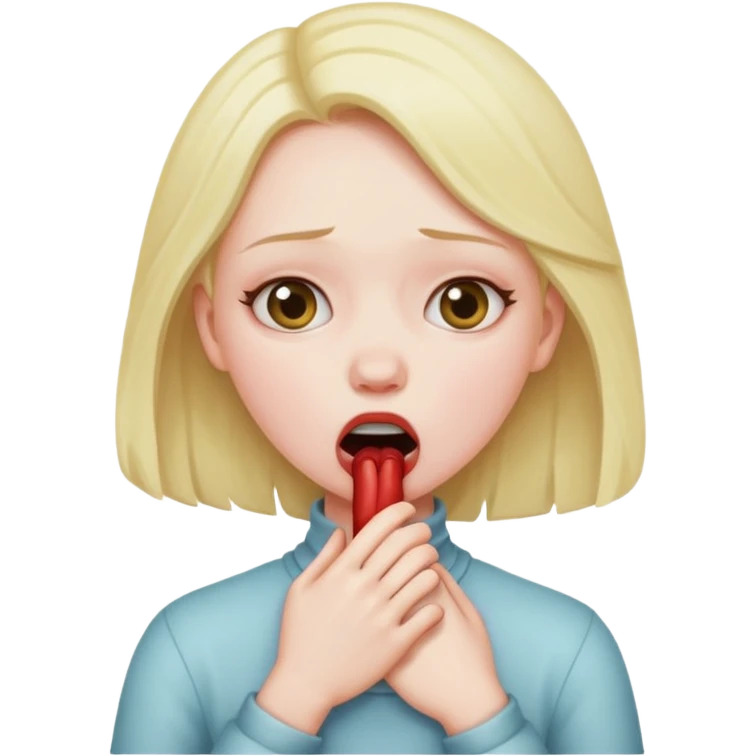 A girl choking herself emoji