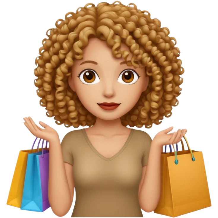 woman with curly hair shopping emoji