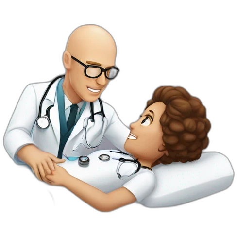 Johnny sins as a doctor healing a lying down Leona Lovings emoji