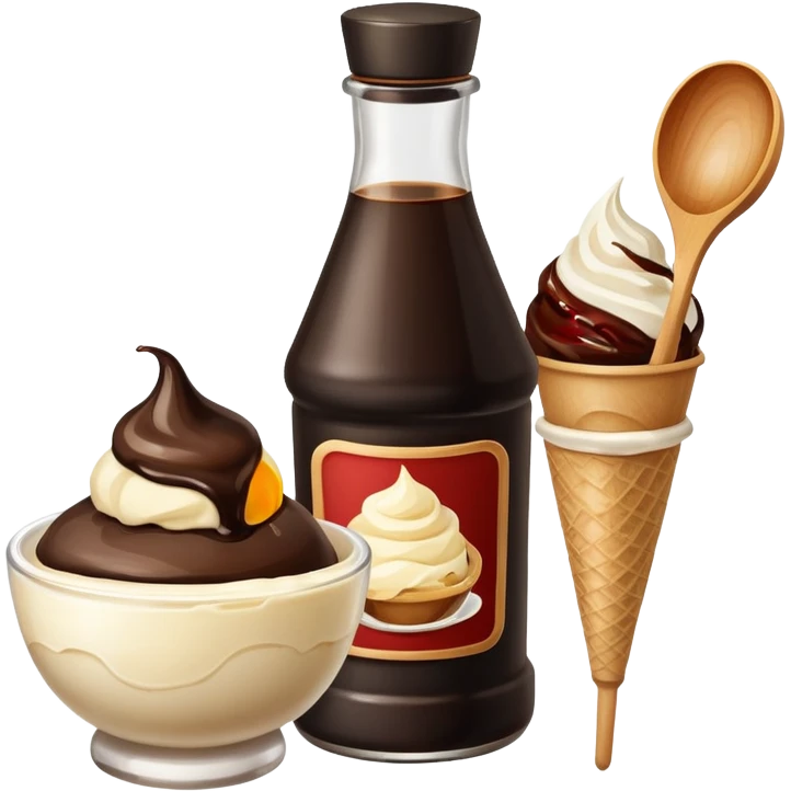 Soy sauce bottle next to ice cream. emoji