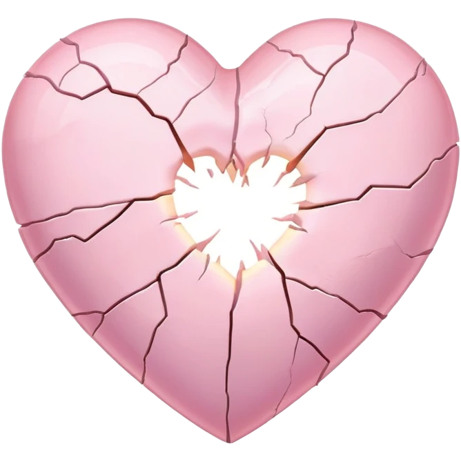 cracked pastel pink heart with light coming from inside emoji