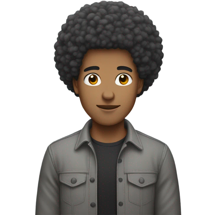 Mixed man with gray red and black Afro  emoji