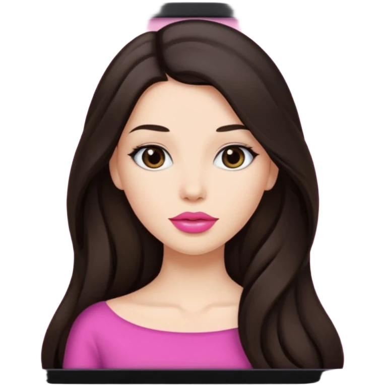 pink girly framed picture of a long hair brunette  emoji