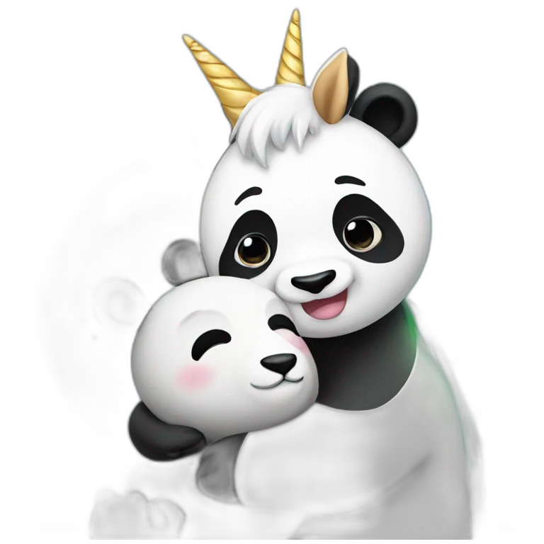 Panda hugging unicorn emoji