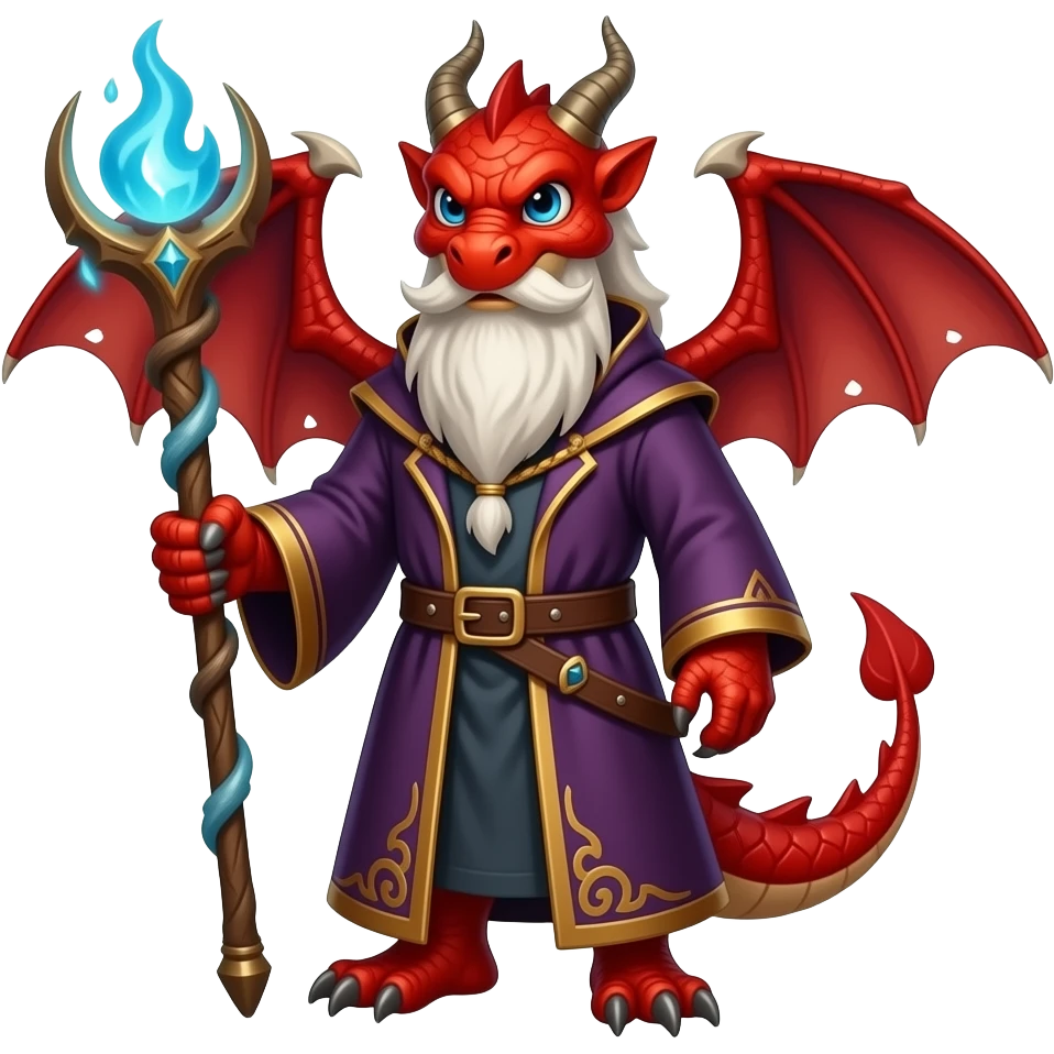 Red dragon sorcerer with quarterstaff emoji