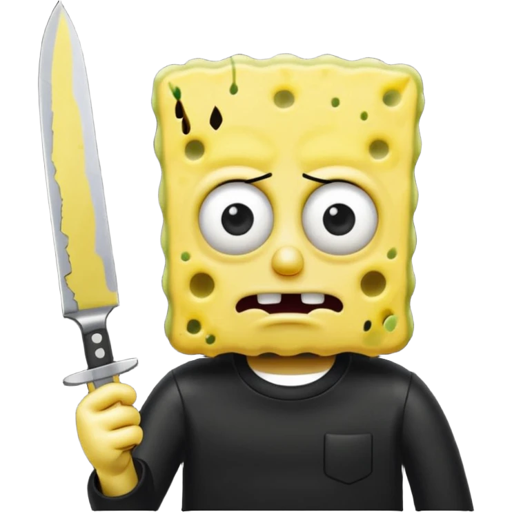 Emo SpongeBob holding a knife emoji