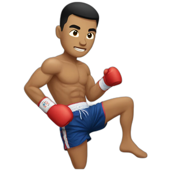 A Muay Thai Boxer strinking with his knee emoji