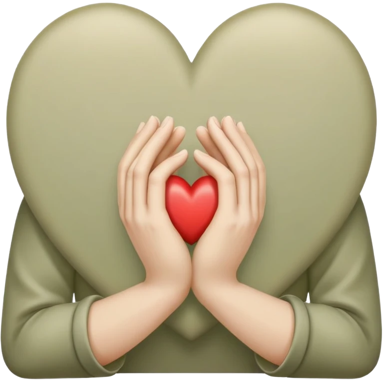 Hands joined in prayer with a pale olive heart emoji