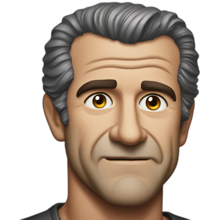 Mel Gibson portrait without smile emoji