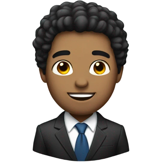 businessman black fluffy straight hair emoji