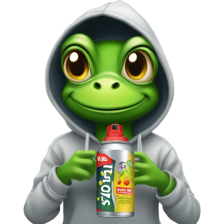 Beautiful female Frog in a hoodie with a can of spray paint  emoji