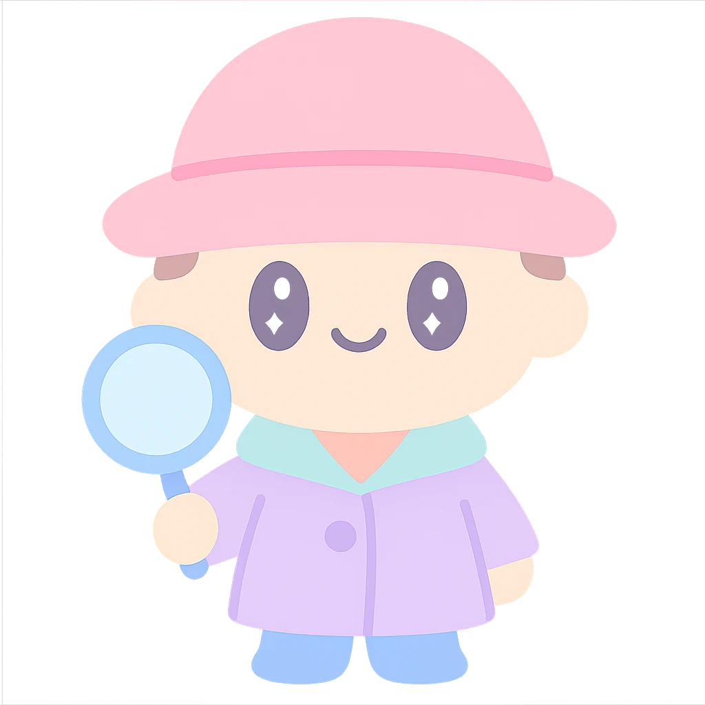 detective, whimsical style, oversized hat, playful expression, colorful emoji