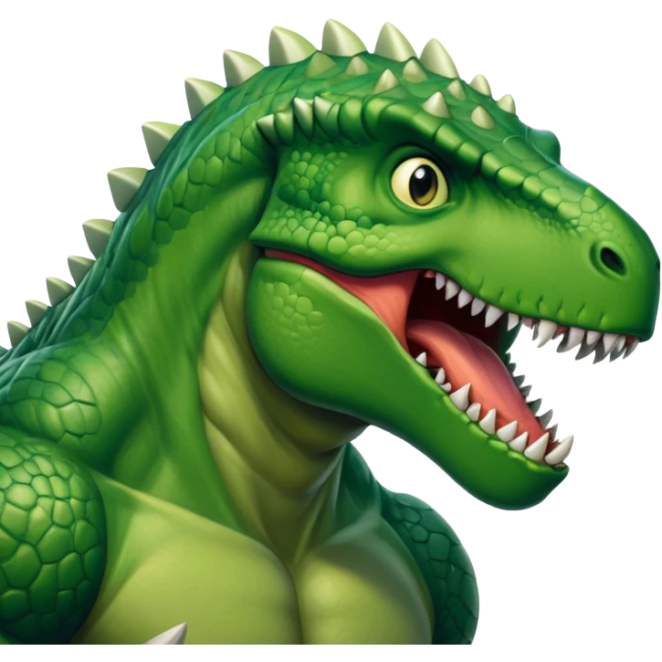 Dinosaur eating the Hulk emoji