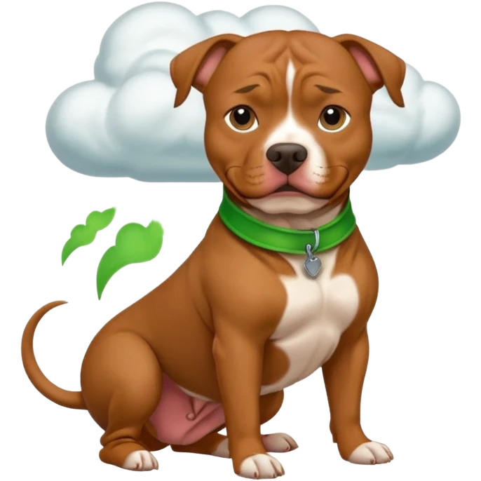 brown pit bull dog with green burp cloud  emoji
